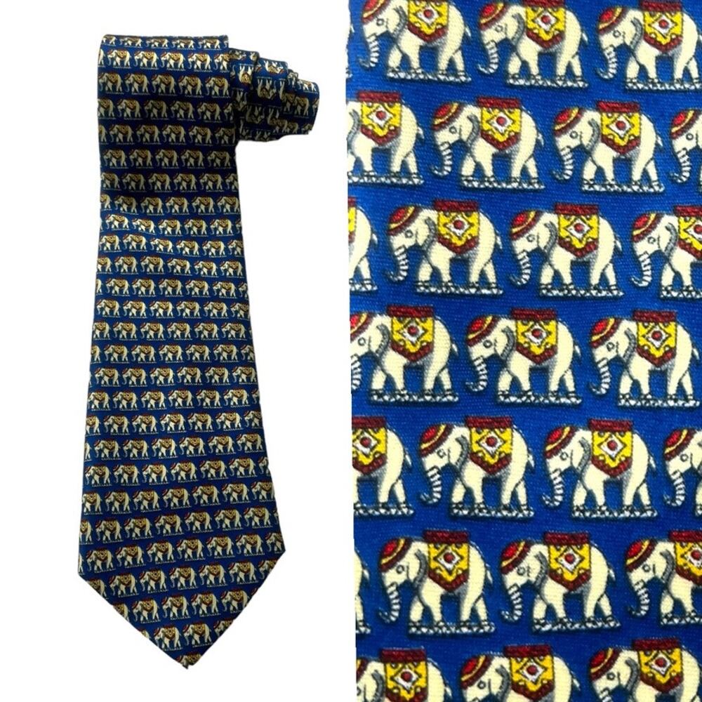 Thailand Neck Tie Elephant Print All Silk Handmade Mens Suit Accessories Formal